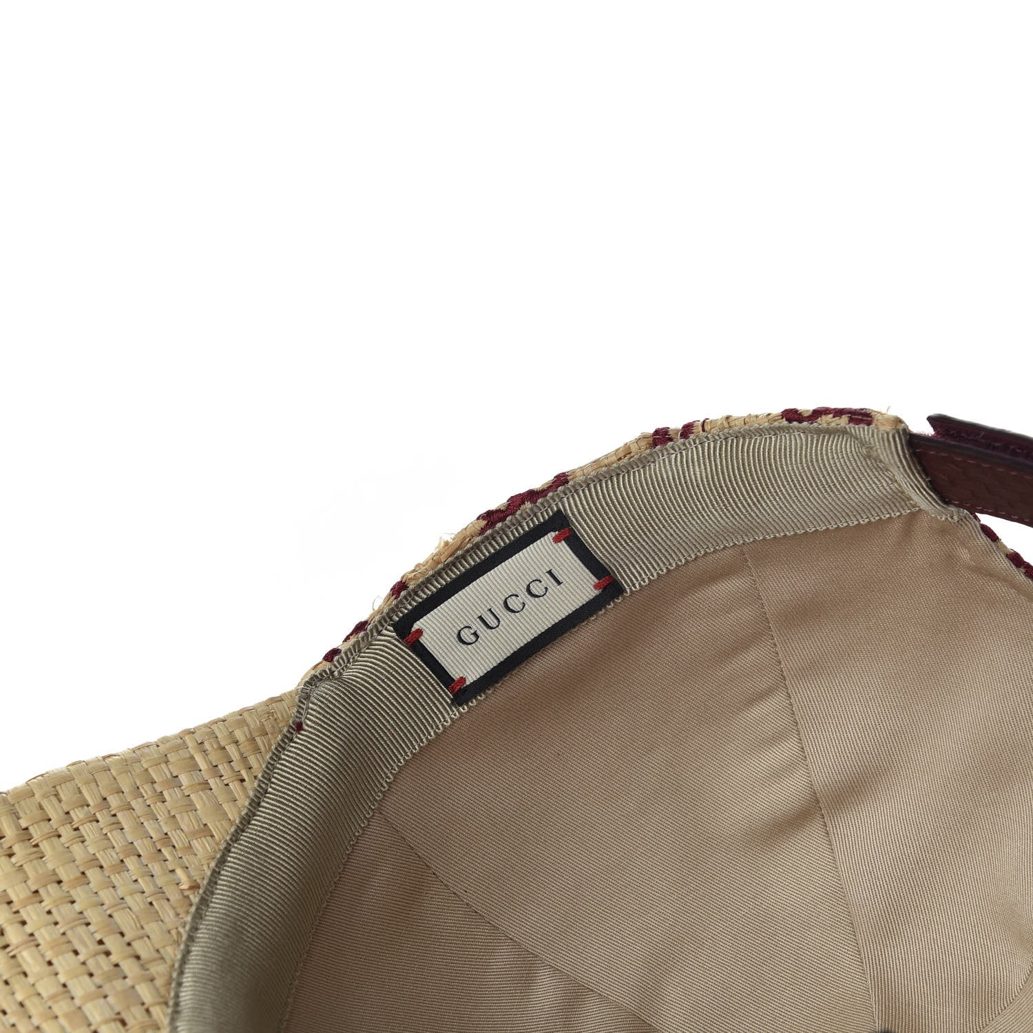 Gucci Raffia GG Monogram Elaphe Embroidered Aisha Baseball Hat M Ivory Bordeaux 8 of 8