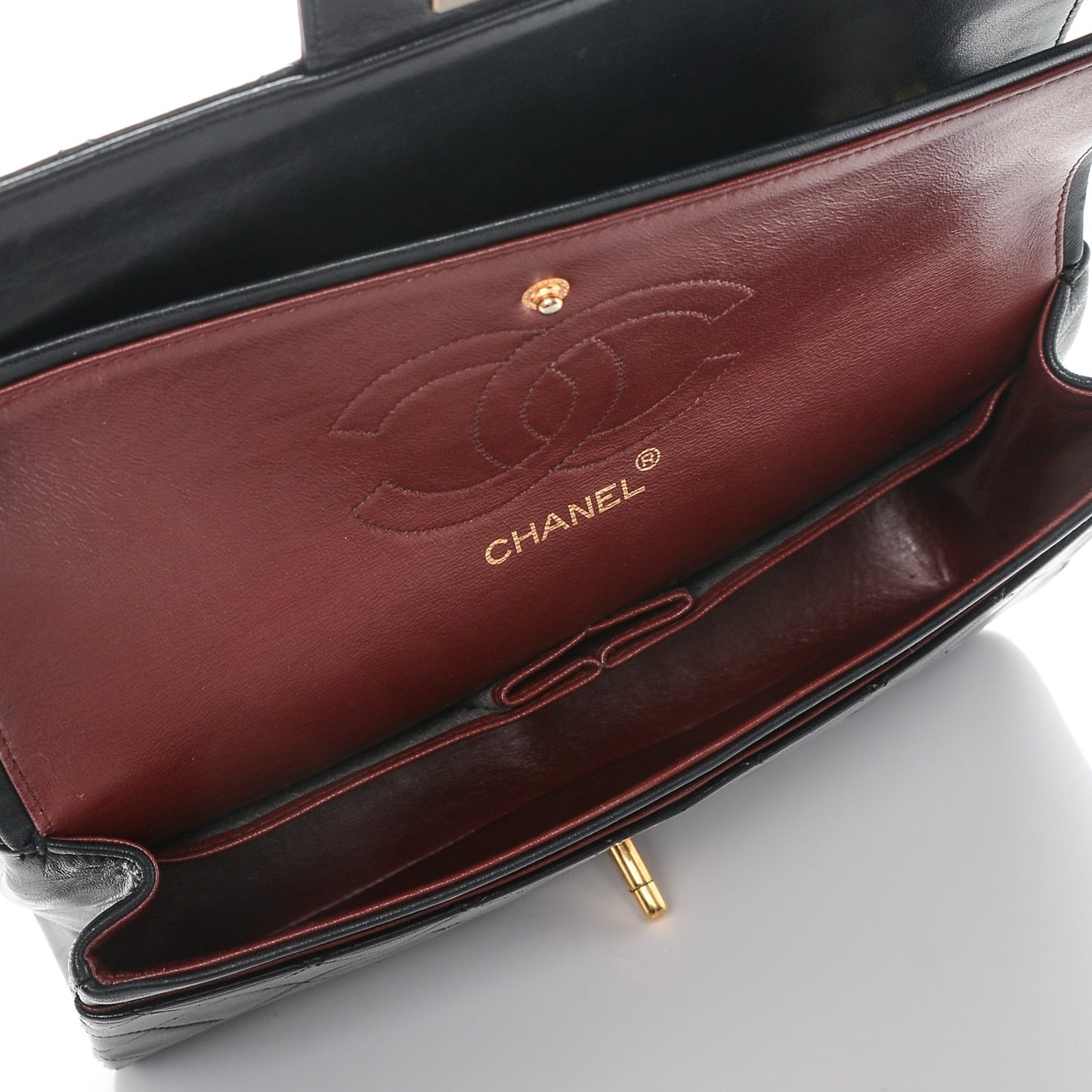 Lambskin Quilted Medium Double Flap Black