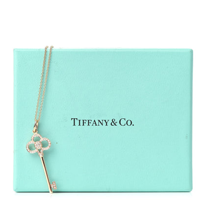 Tiffany 18K Rose Gold Diamond Crown Key Pendant Necklace 8 of 8