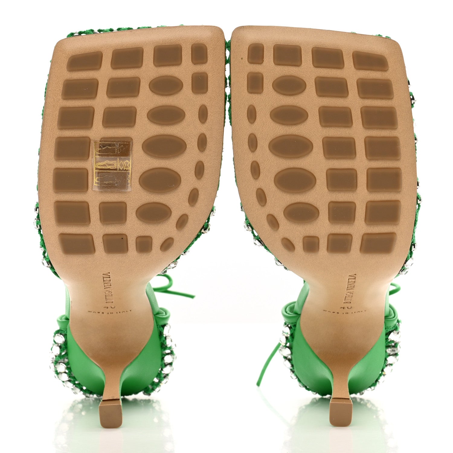 Bottega Veneta Mesh Nappa Crystal Embellished Sparkle Stretch Ankle Tie Sandals 40 Parakeet 6 of 13