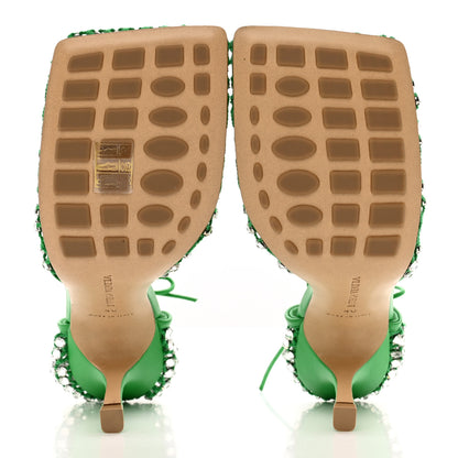 Bottega Veneta Mesh Nappa Crystal Embellished Sparkle Stretch Ankle Tie Sandals 40 Parakeet 6 of 13