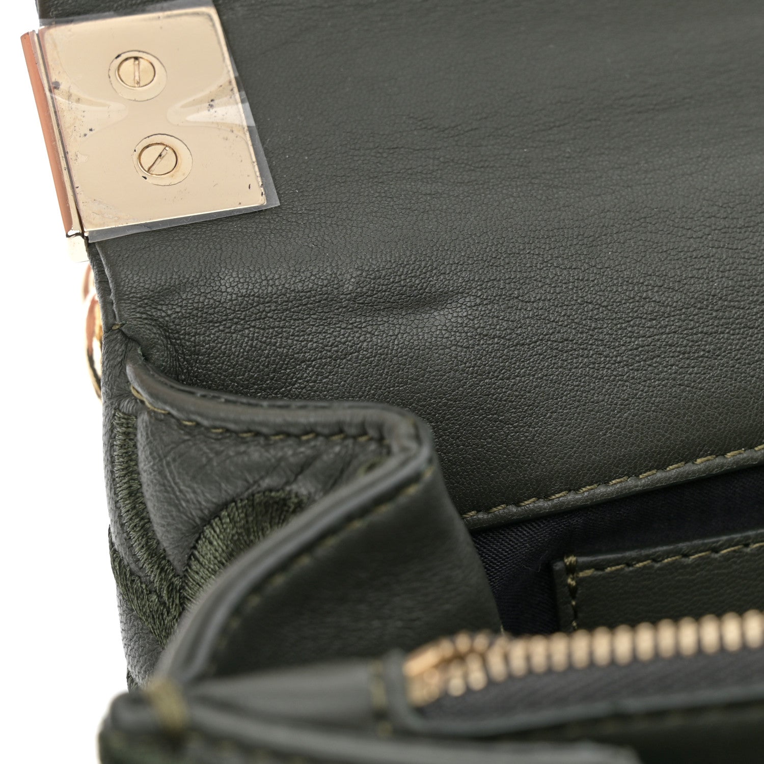 Versace Nappa Embroidered Baroque Palazzo Sultan Shoulder Bag Green 12 of 13