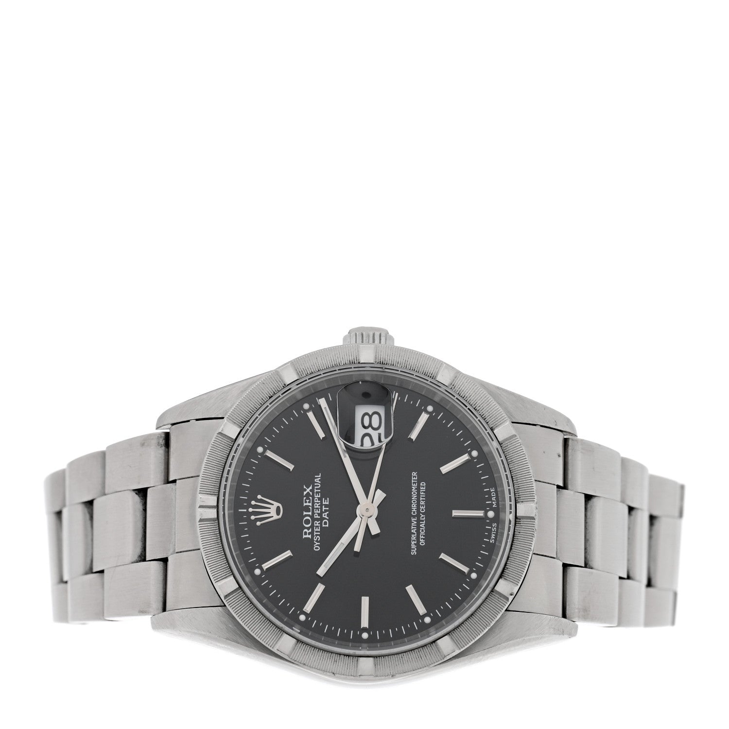 Rolex Stainless Steel 34mm Oyster Perpetual Date Watch Black 15210 2 of 4