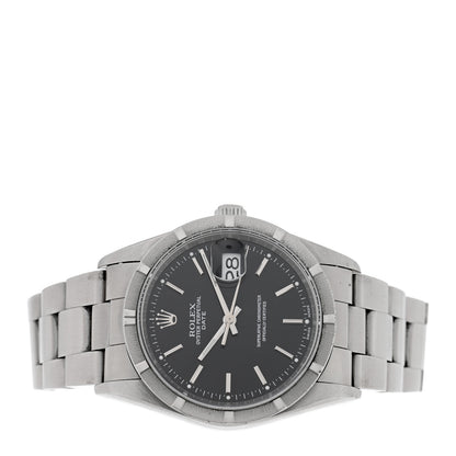 Rolex Stainless Steel 34mm Oyster Perpetual Date Watch Black 15210 2 of 4
