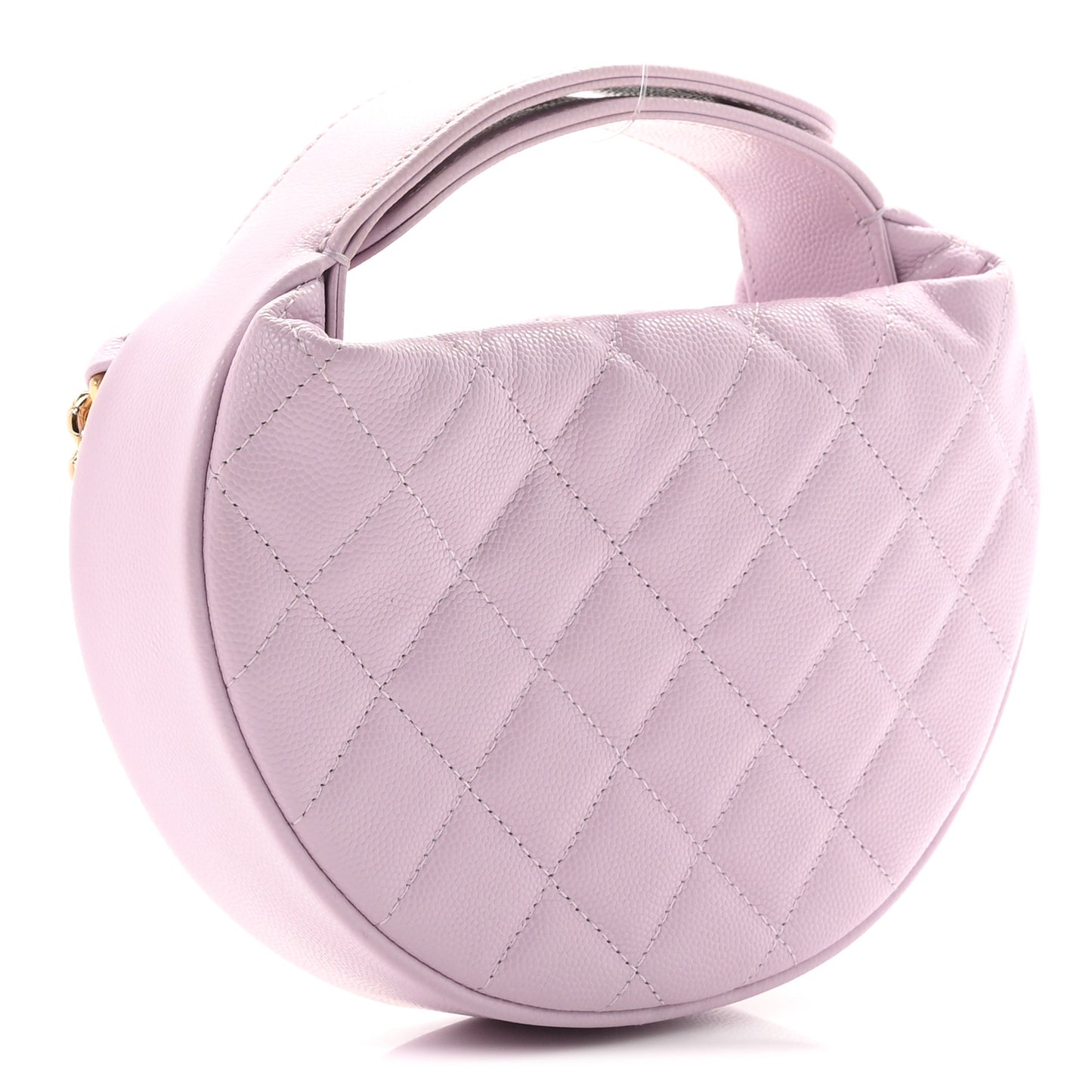 Shiny Caviar Quilted Bow Pouch Hobo Light Purple