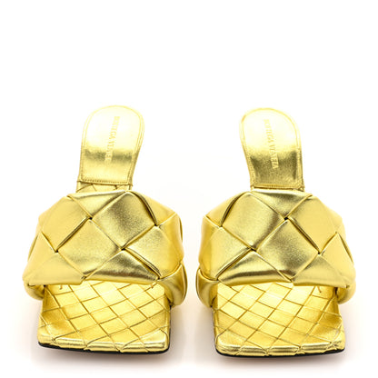 Bottega Veneta Metallic Nappa Maxi Reflection Weave Lido 90mm Mule Sandals 38 Gold 2 of 8