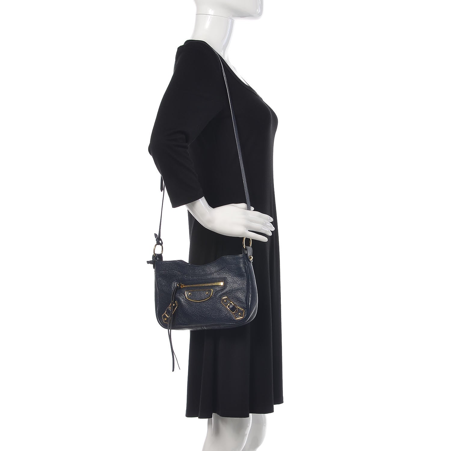 Balenciaga Chevre Gold Metallic Edge Hardware Hip Bleu Nuit 2 of 10