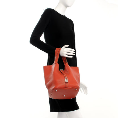 Hermes Taurillon Clemence Picotin Lock 26 GM Sanguine 2 of 13