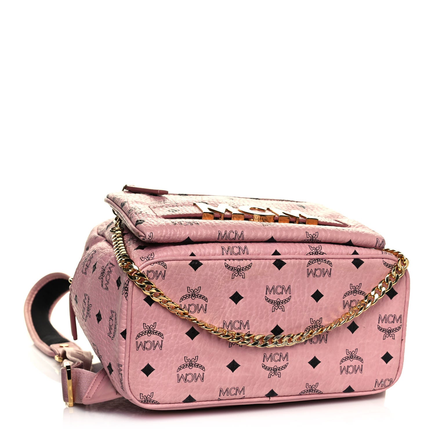 MCM Visetos Studded Retro Trilogie Stark Backpack Pink 3 of 14