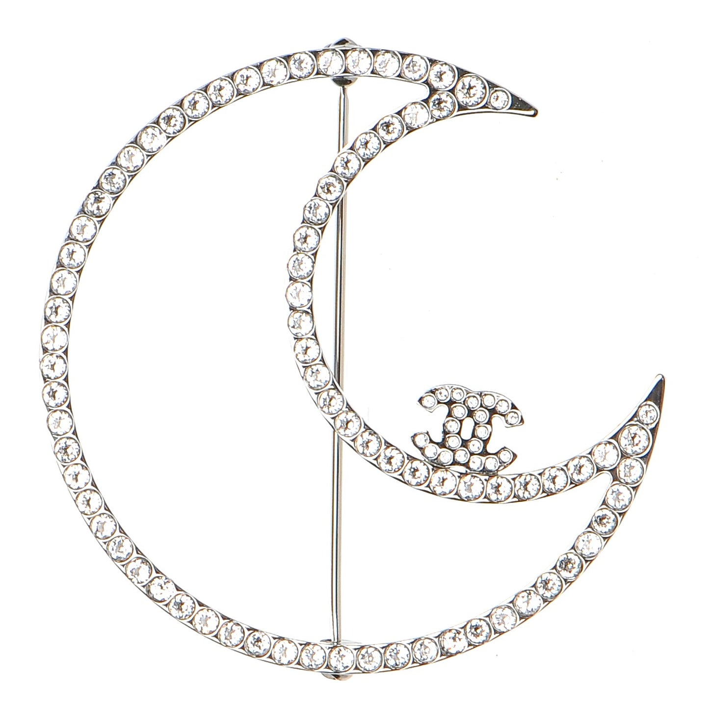 Ruthenium Crystal CC Moon Brooch