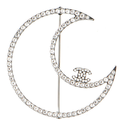 Chanel Ruthenium Crystal CC Moon Brooch 1 of 5