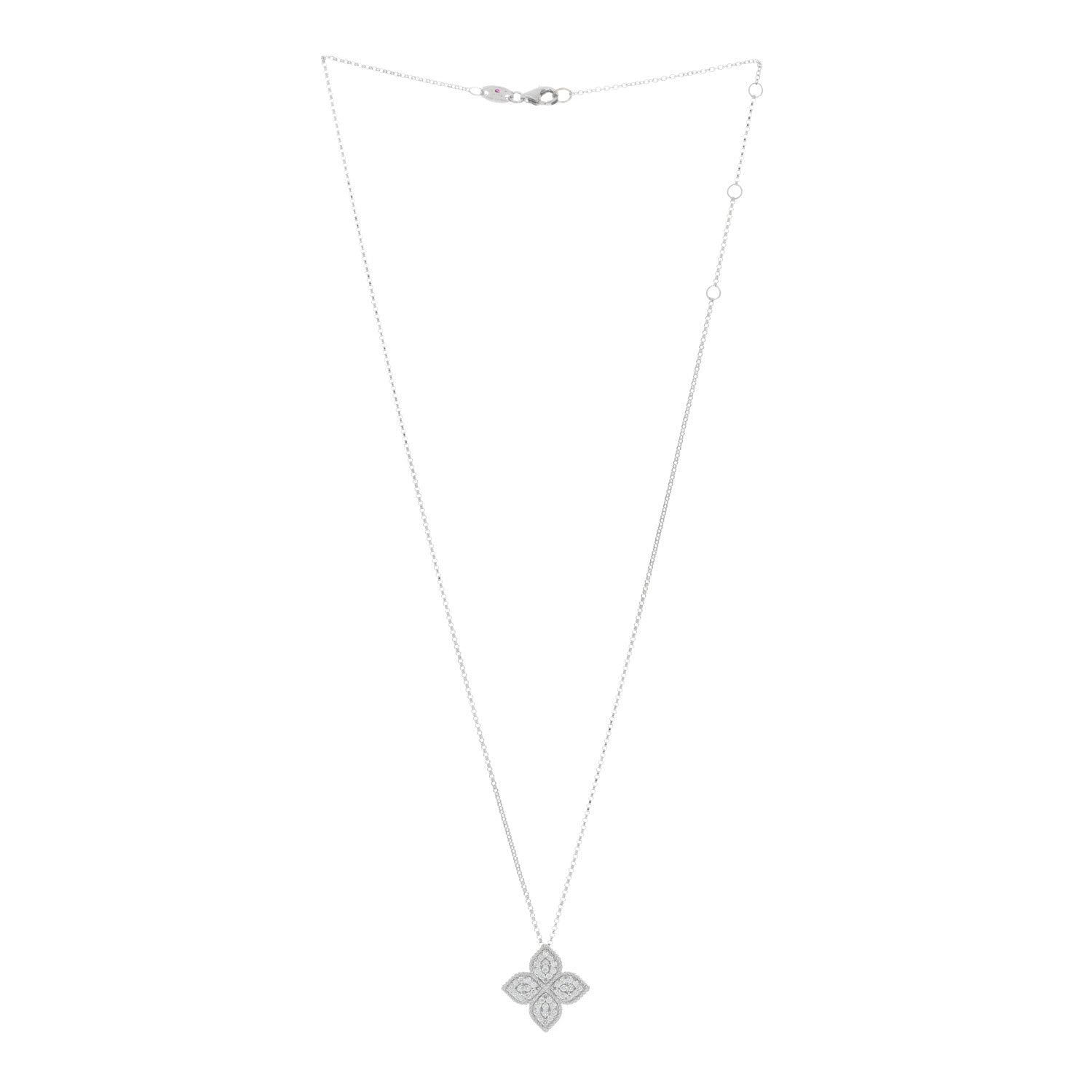 Roberto Coin 18K White Gold Diamond Large Venetian Princess Flower Pendant Necklace 2 of 4