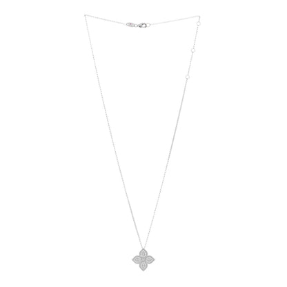 Roberto Coin 18K White Gold Diamond Large Venetian Princess Flower Pendant Necklace 2 of 4