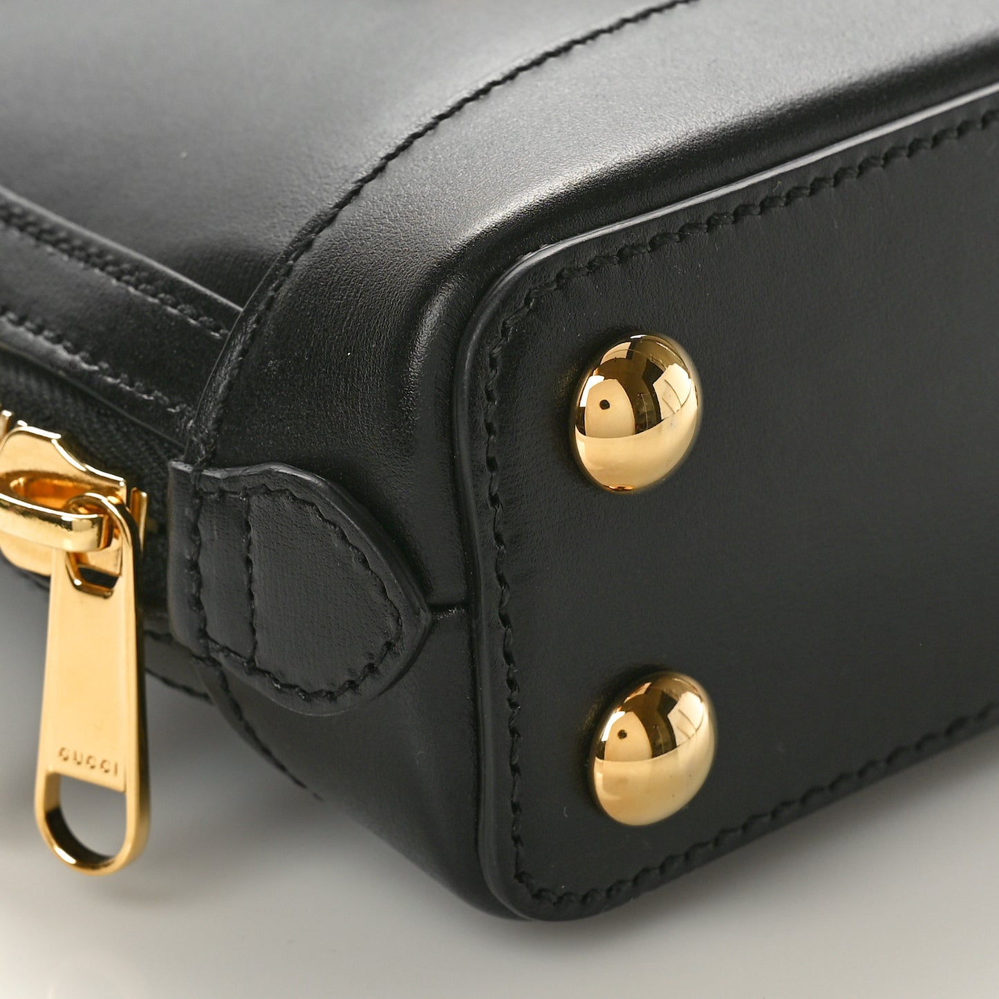 Boarded Plutone Calfskin Mini Horsebit 1955 Top Handle Bag Black