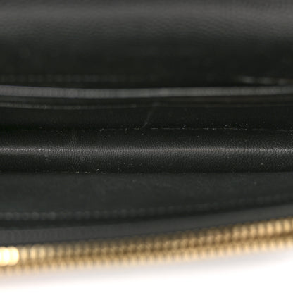 Saint Laurent Grain De Poudre Matelasse Chevron Monogram Envelope Chain Wallet Black 5 of 12