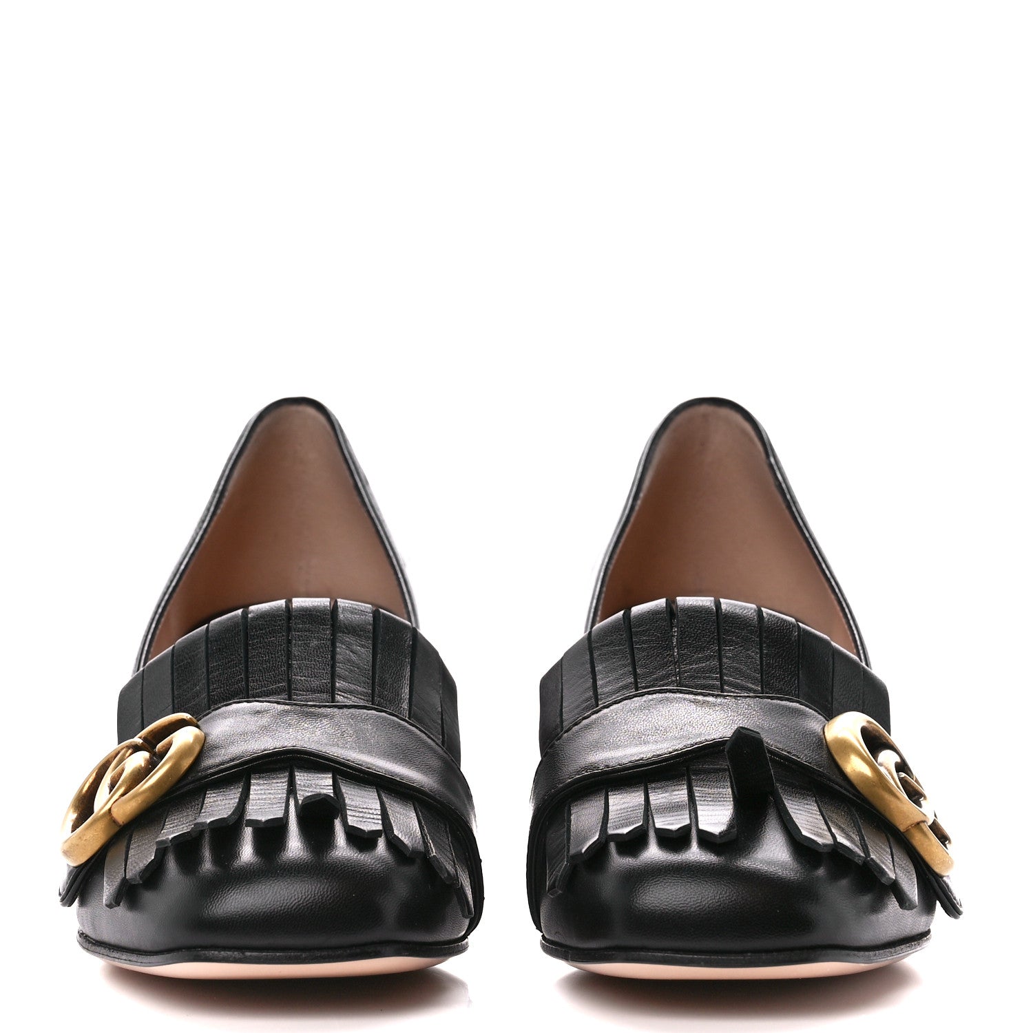 Gucci Malaga Kid GG Marmont Fringe 50mm Loafer Pumps 35.5 Black 2 of 9