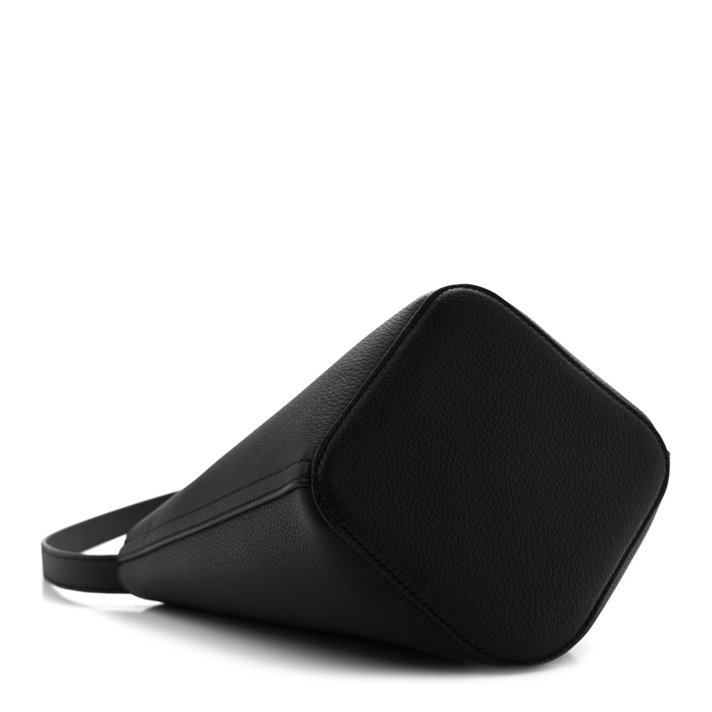 Soft Grained Calfskin Mini Pebble Bucket Bag Black
