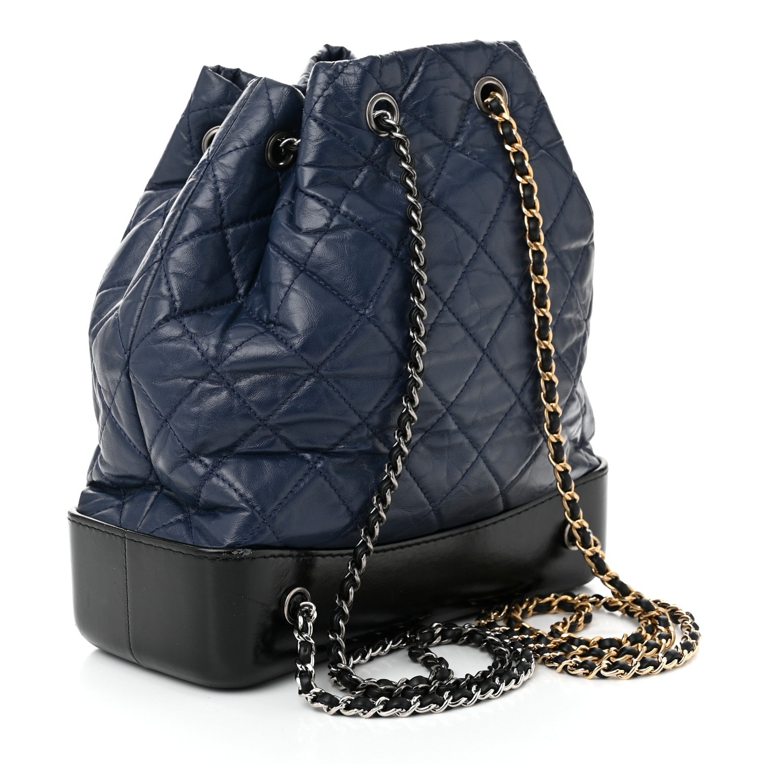 Chanel Aged Calfskin Quilted Gabrielle Backpack Navy Black 3 of 12