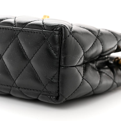 Chanel Shiny Aged Calfskin Quilted Nano Kelly Shopper Black 10 of 10