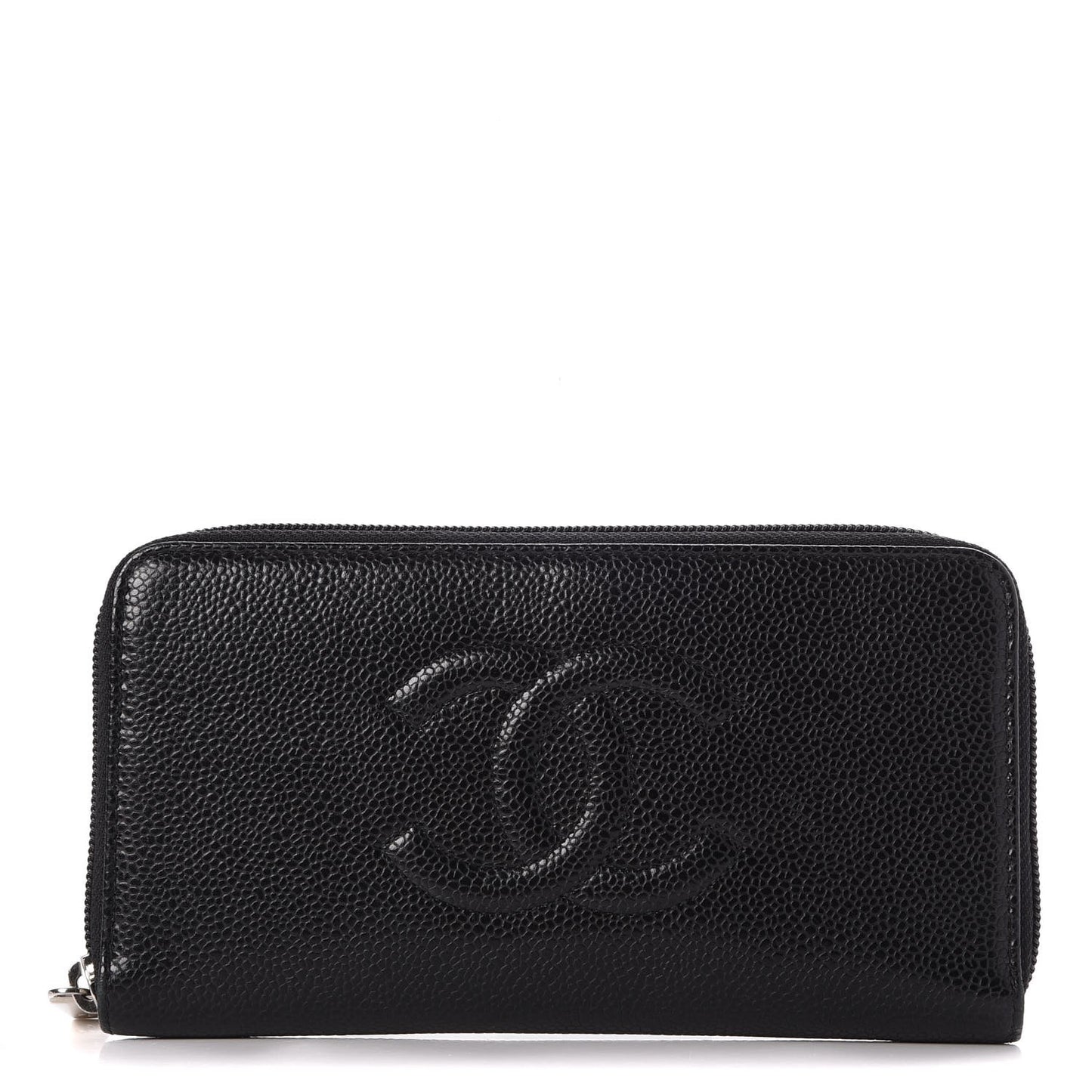 Caviar Large Timeless CC Zip Around Wallet Black