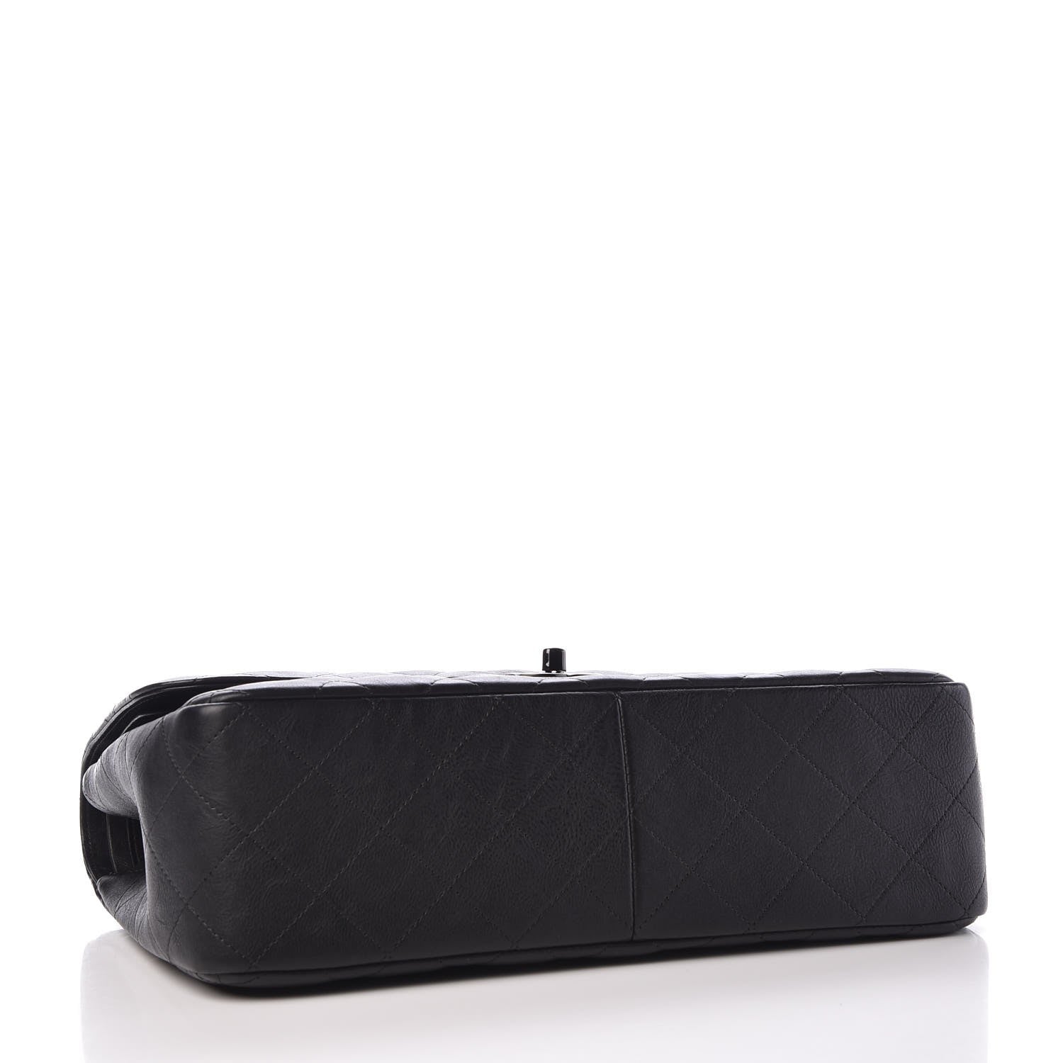 Chanel Crumpled Calfskin Quilted Jumbo Double Flap So Black 5 of 9