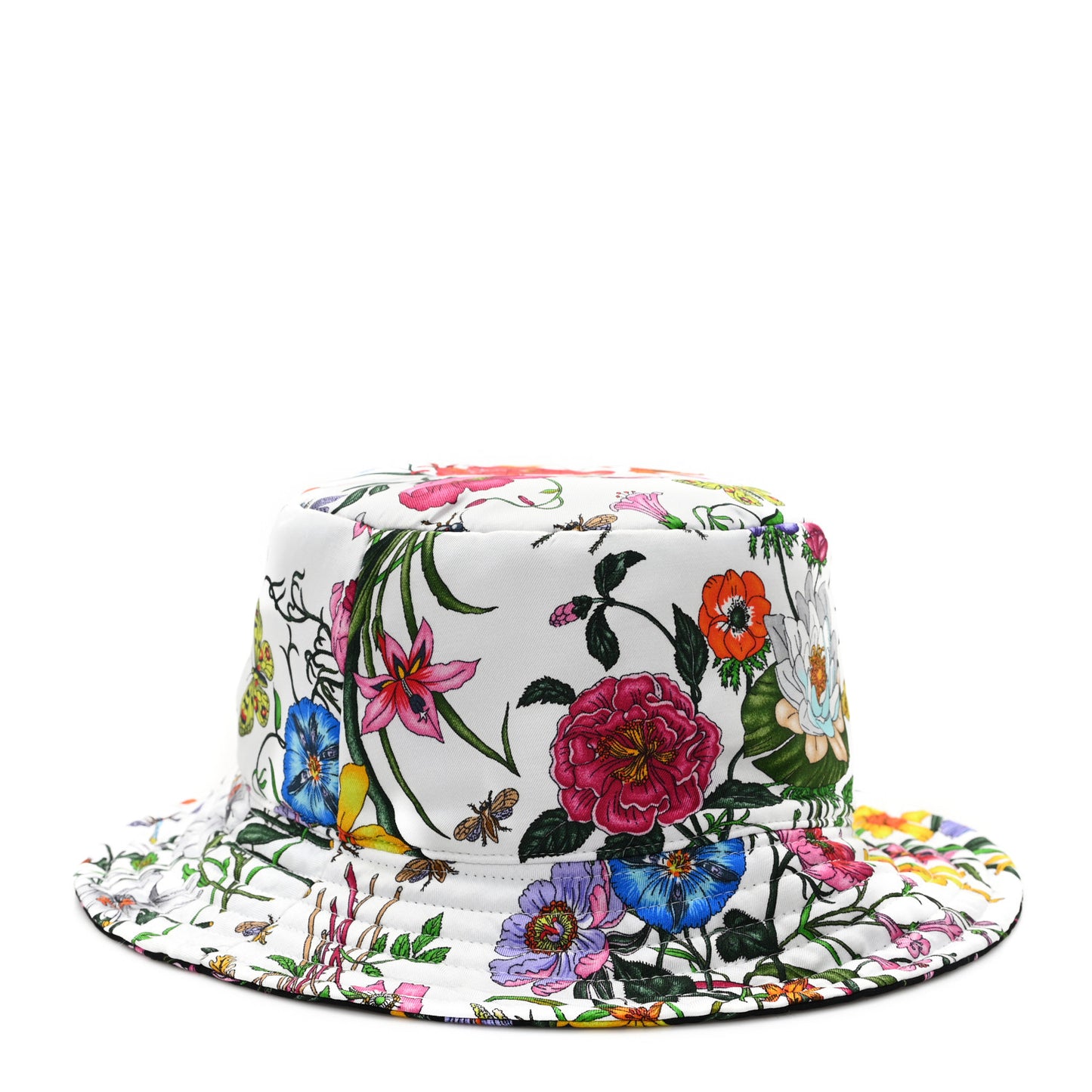 Silk Monogram Bob Reversible Flora Bucket Hat L White Multicolor