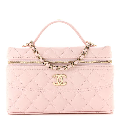 Chanel Caviar Quilted Top Handle Slim Vanity With Chain Light Pink 1 of 10
