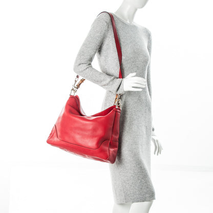 Gucci Pebbled Calfskin Medium Diana Bamboo Shoulder Bag Red 2 of 8