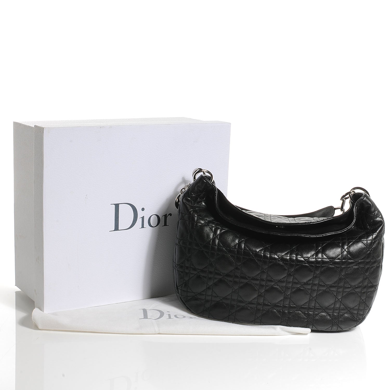 Christian Dior Lambskin Cannage Medium Dior Soft Hobo Black 5 of 8