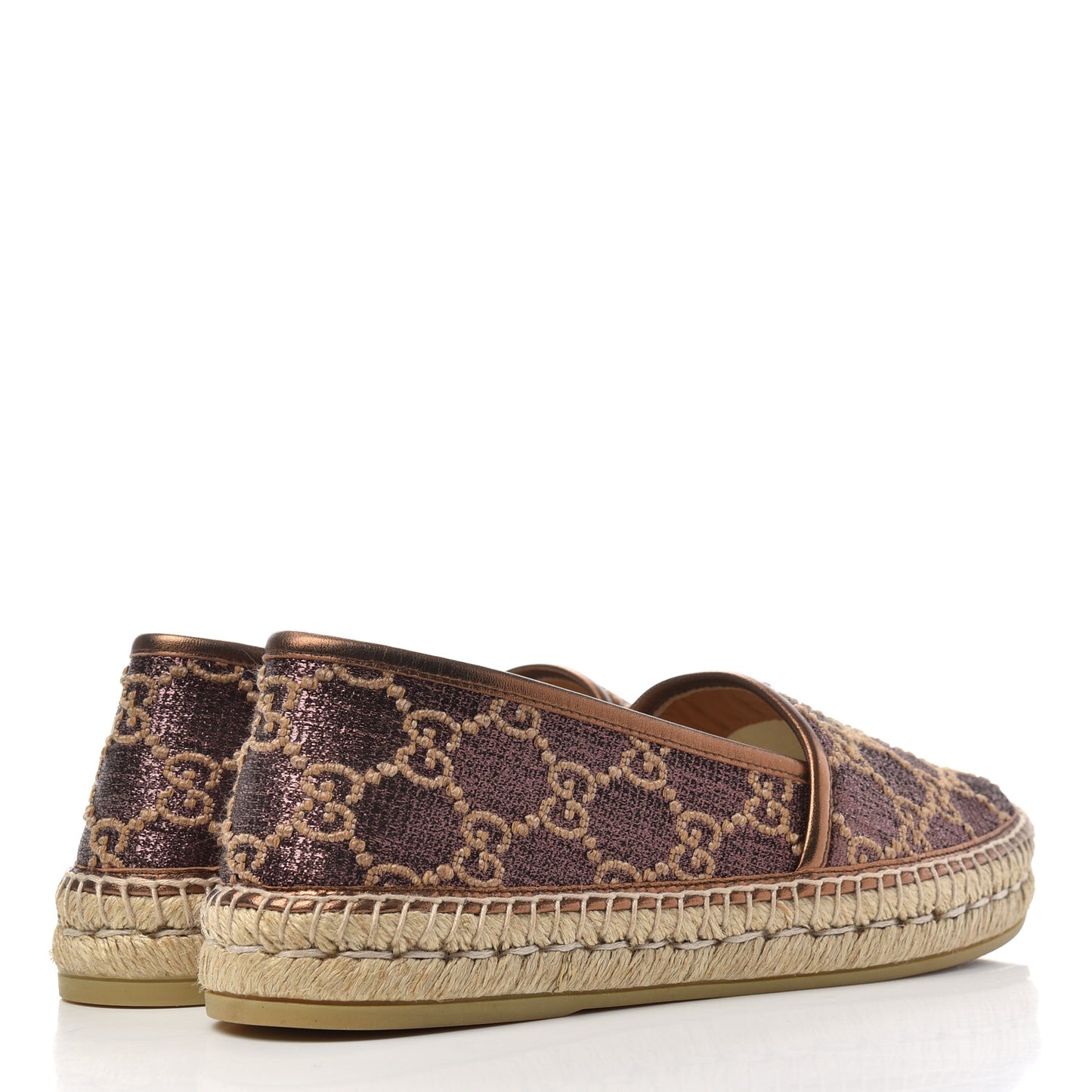Lame Nappa GG Monogram Espadrilles 39 Brown Beige Light Bronze