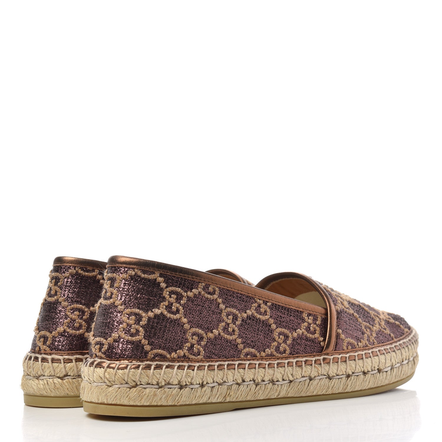 Gucci Lame Nappa GG Monogram Espadrilles 39 Brown Beige Light Bronze 4 of 11
