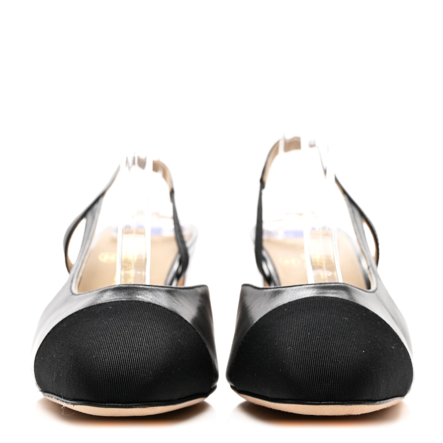 Goatskin Grosgrain Cap Toe CC Slingback Sandals 38 Black