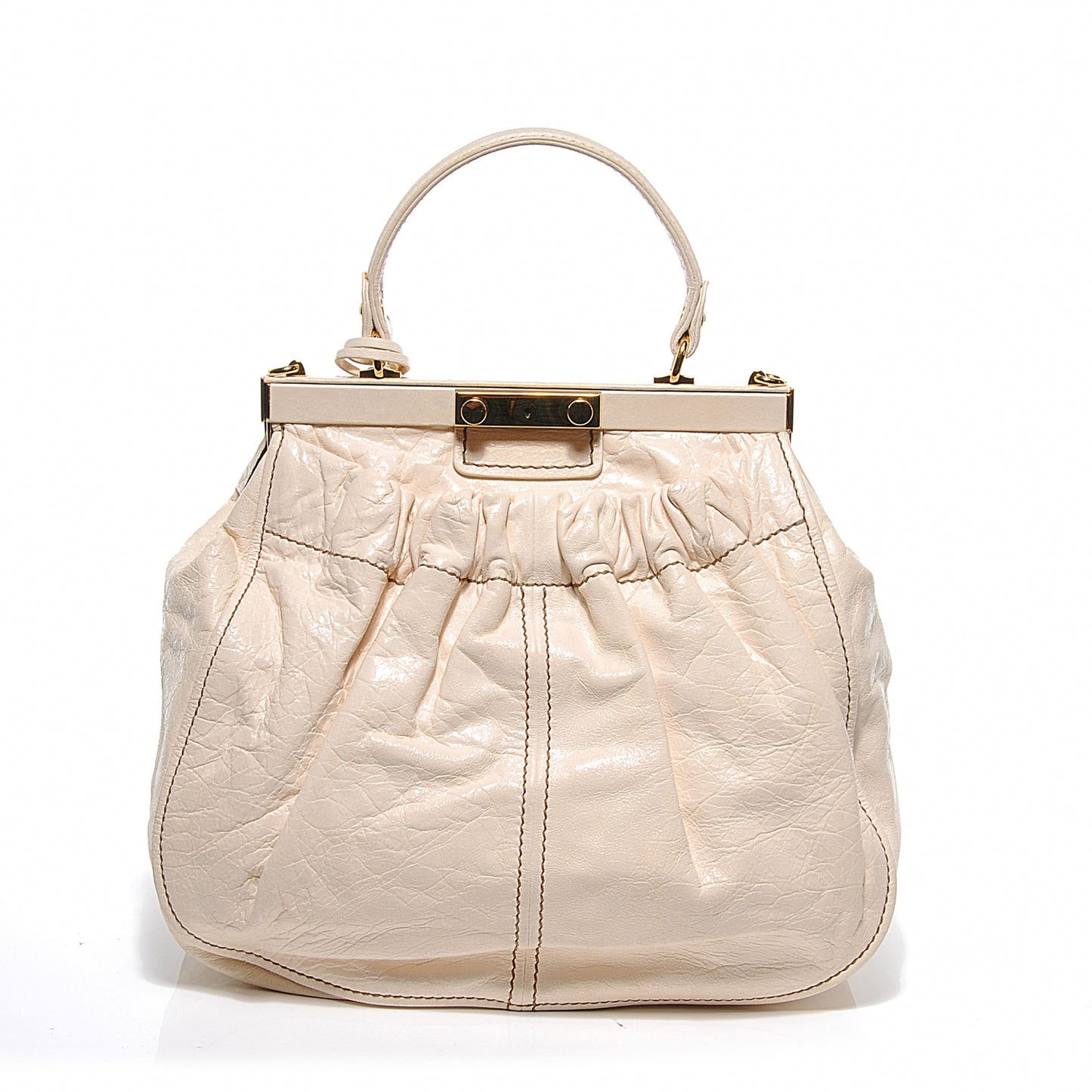 Nappa Frame Tote Cream