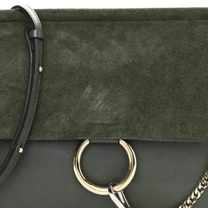 Chloe Calfskin Suede Medium Faye Shoulder Bag Deep Forest 7 of 9