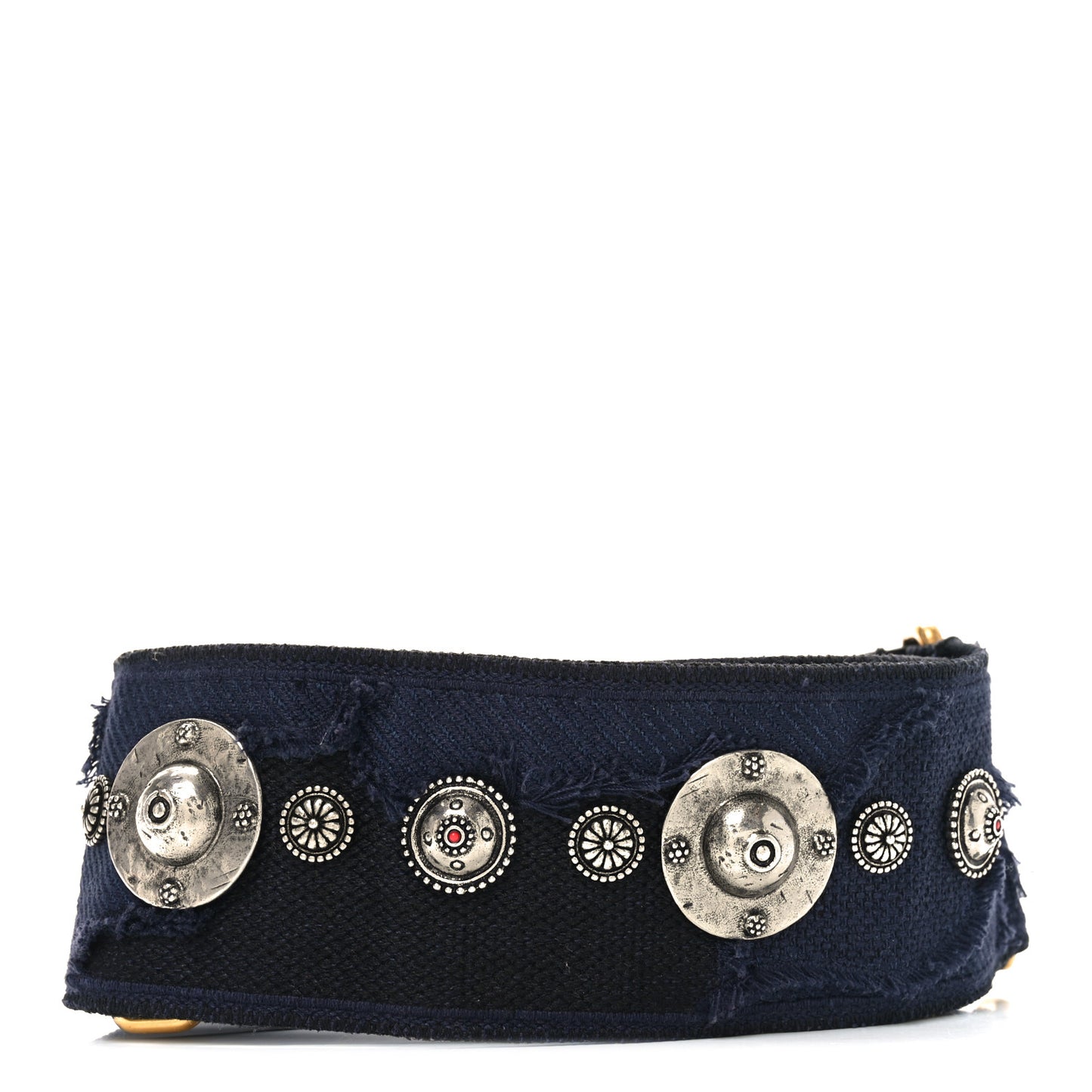 Canvas Embroidered Studded Bohemian Shoulder Strap Blue