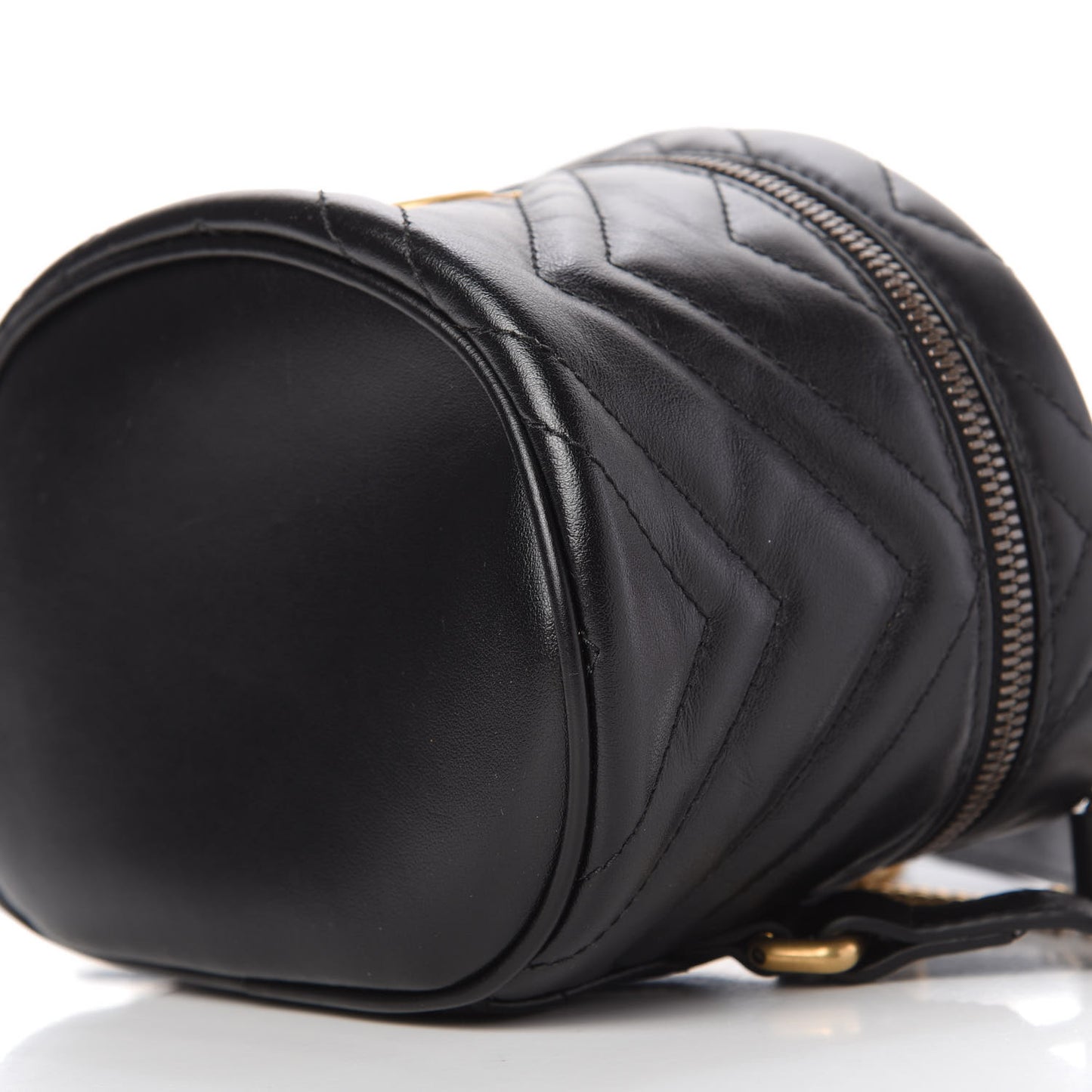 Calfskin Matelasse Mini GG Marmont Round Backpack Black