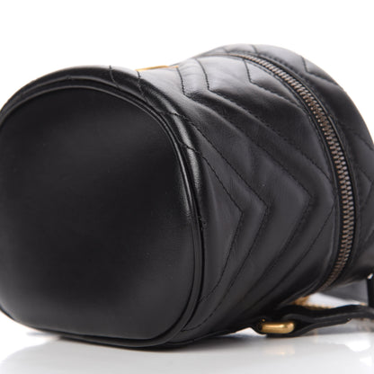 Gucci Calfskin Matelasse Mini GG Marmont Round Backpack Black 7 of 10