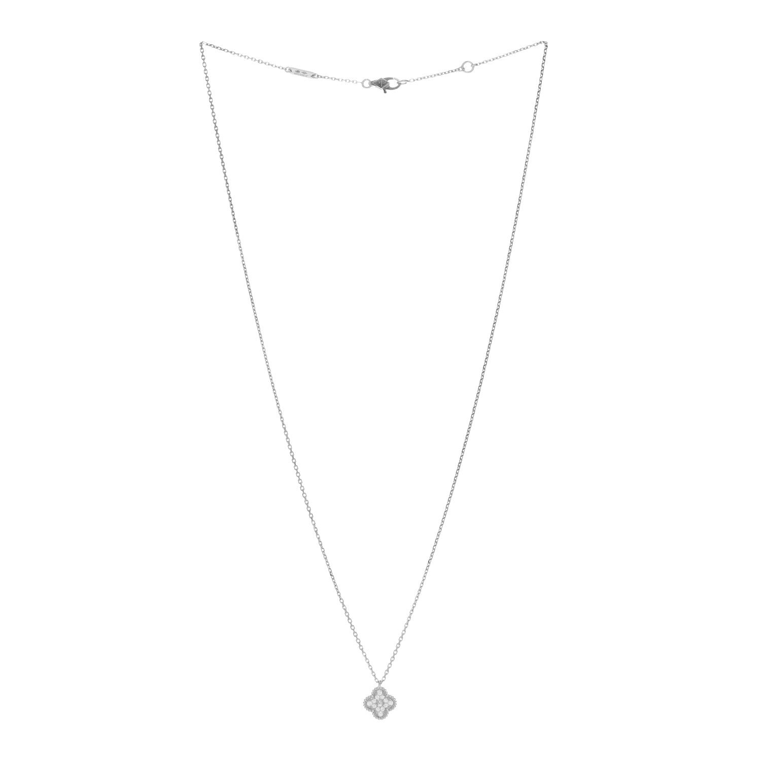 Van Cleef & Arpels VAN CLEEF & ARPELS 18K White Gold Diamond Sweet Alhambra Pendant Necklace 3 of 5