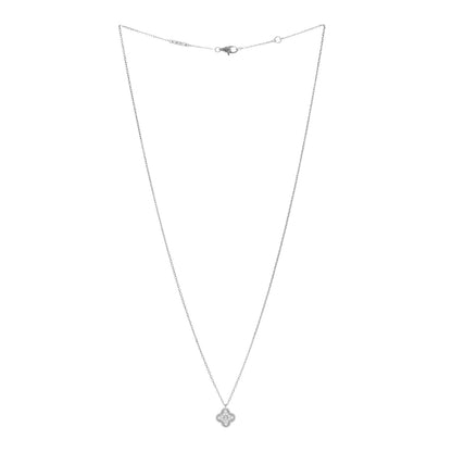 Van Cleef & Arpels 18K White Gold Diamond Sweet Alhambra Pendant Necklace 3 of 5