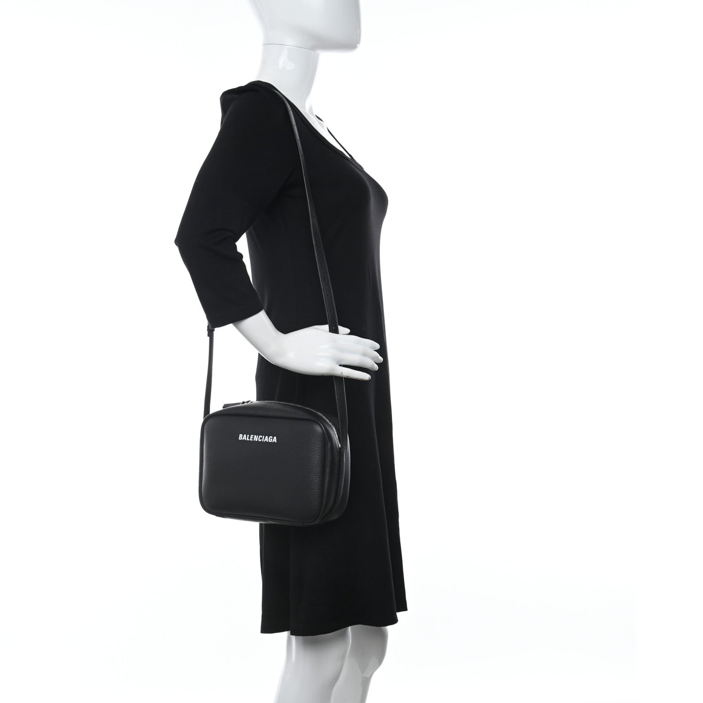 Calfskin Logo M Everyday Camera Bag Black