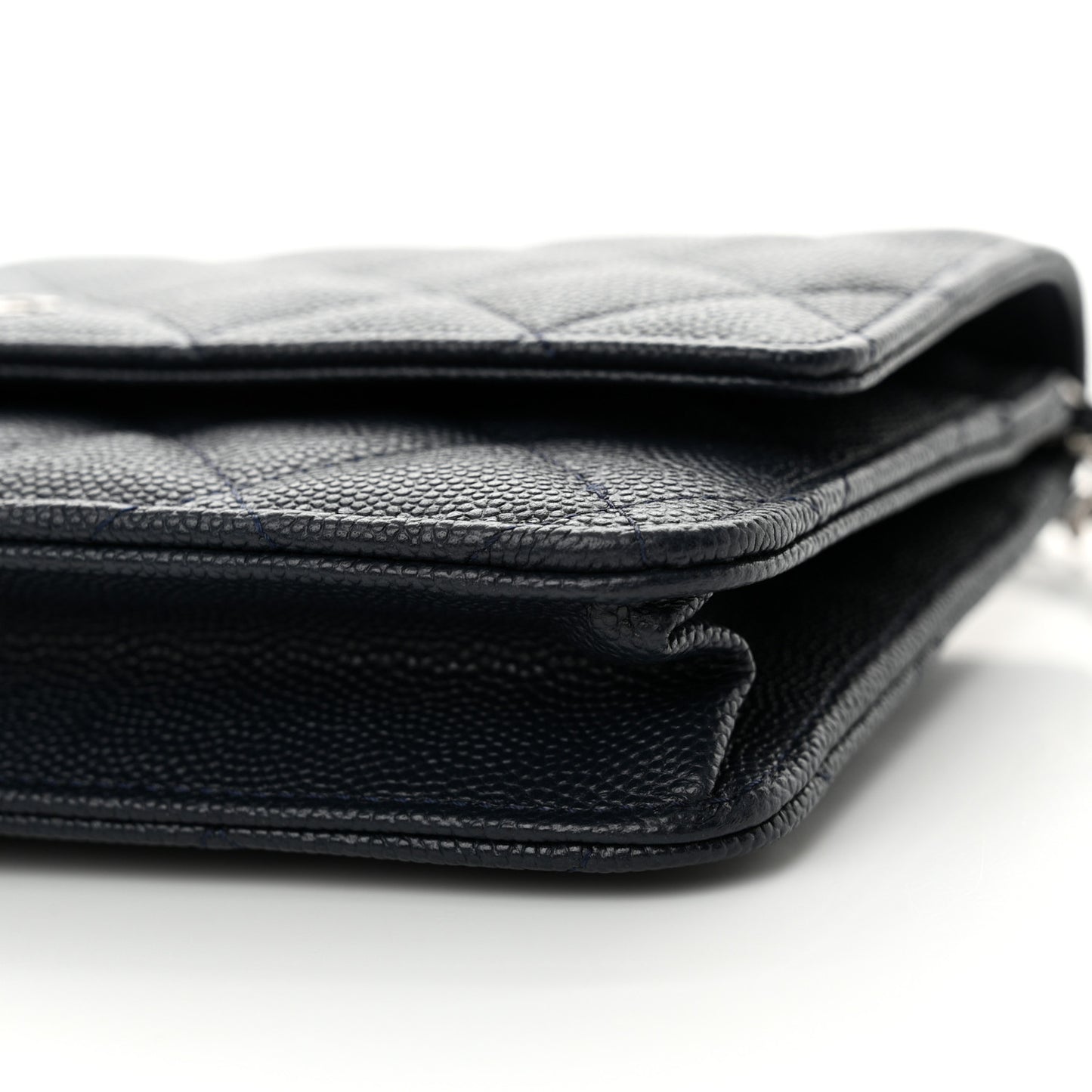 Caviar Quilted Wallet on Chain WOC Navy Blue