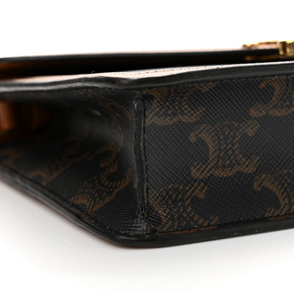 Celine Triomphe Canvas Calfskin Margo Wallet on Chain Tan 9 of 13