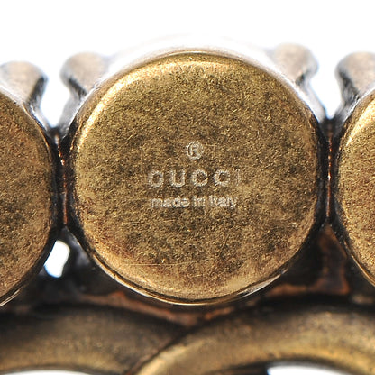 Gucci Metal Crystal Double G Brooch Aged Gold 5 of 5