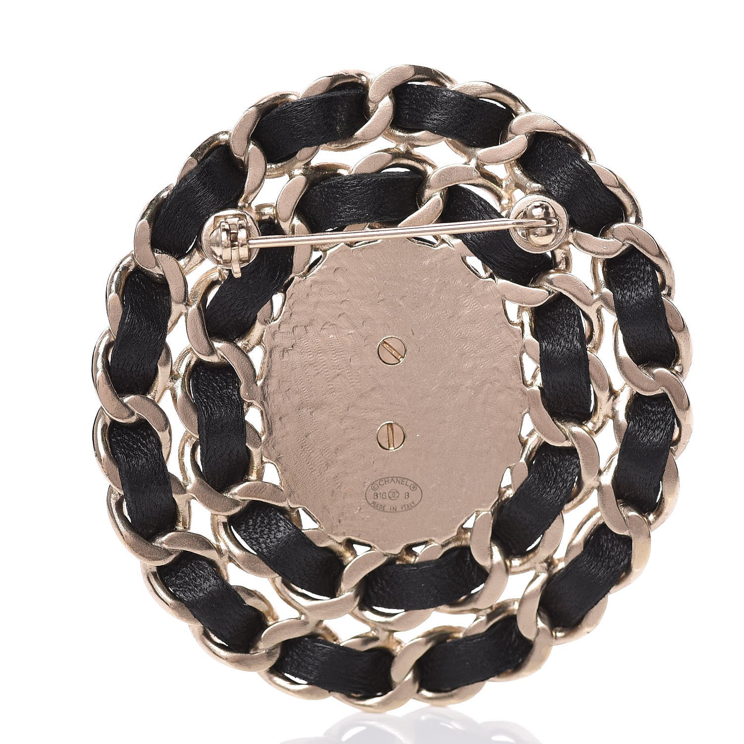 Chanel Lambskin CC Brooch Black Gold 3 of 5