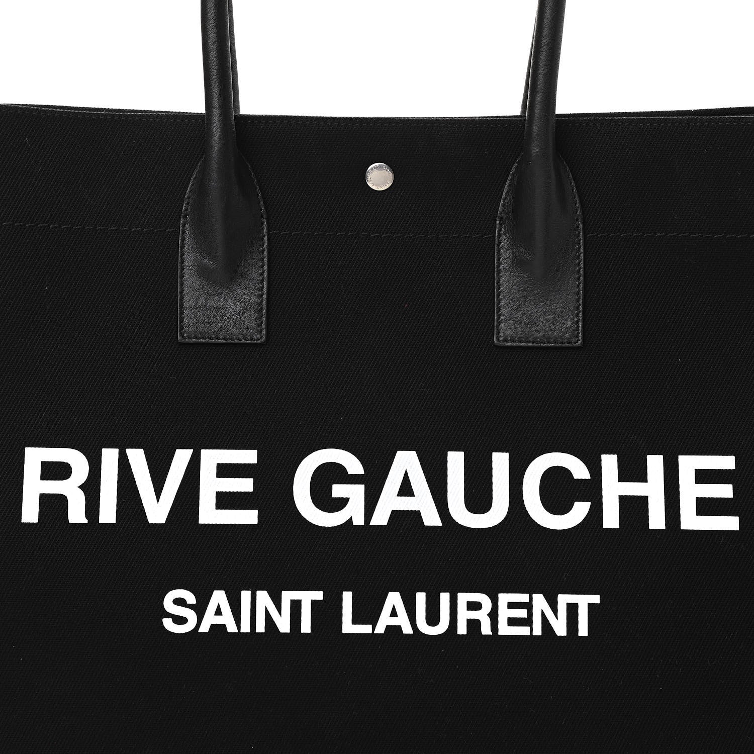 Saint Laurent Linen Calfskin Rive Gauche Tote Black 8 of 10