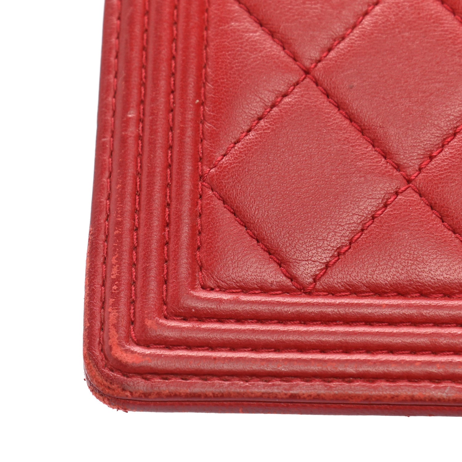 Chanel Lambskin Quilted Boy Yen Wallet Red 11 of 12