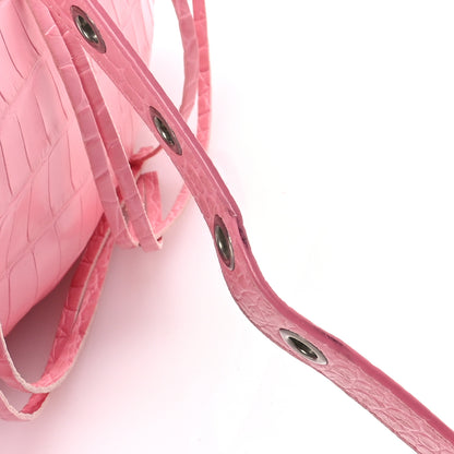 Balenciaga Extra Supple Calfskin Crocodile Embossed Small Le Cagole Shoulder Bag Sweet Pink 13 of 13
