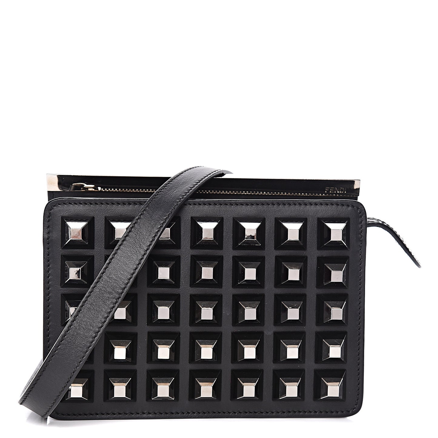 Vitello Demi Jour Studded Shoulder Bag Black