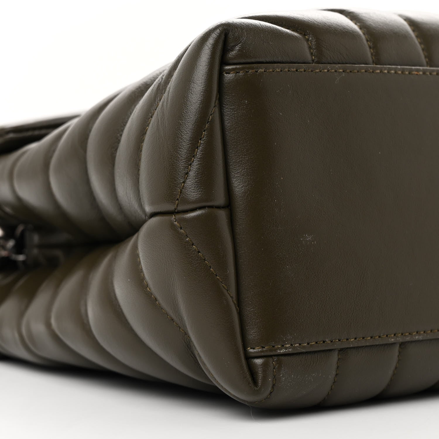 Saint Laurent Calfskin Y Quilted Monogram Medium Loulou Chain Satchel Kaki Fonce 10 of 11