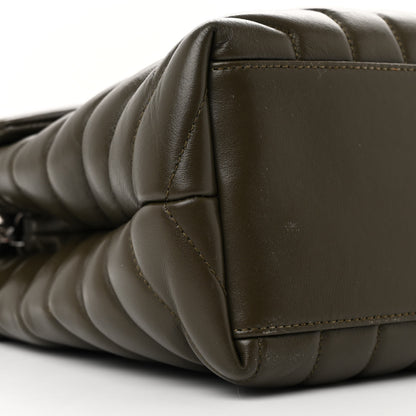 Saint Laurent Calfskin Y Quilted Monogram Medium Loulou Chain Satchel Kaki Fonce 10 of 11